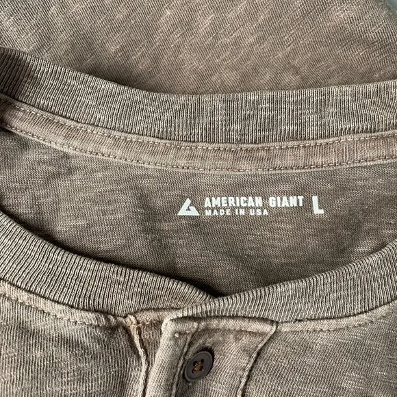 NEW American Giant Mens Broken In Premium Slub Henley Shirt Large Brown USA - Picture 5 of 8